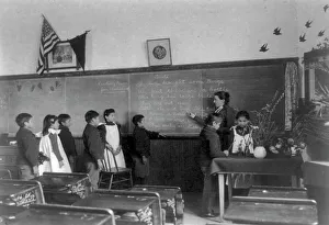 Cyanotypes 1900 1910 Gmgpc Prints: Elementary school class of Indian students with botanical specimens