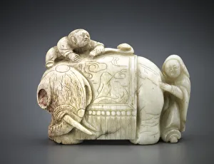 Elephant and attendants, Ming dynasty, 17th century. Creator: Unknown