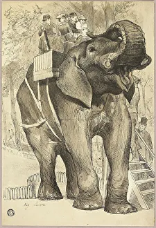 Howdah Prints: Elephant with Riders, n.d. Creator: Auguste-Andre Lancon