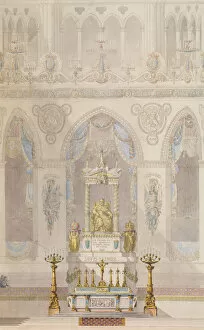 Rheims Cathedral Gallery: Elevation of Altar with Statue of Louis I, Reims Cathedral, n.d