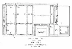 Barry Gallery: Elevation of the boudoir, Du Barry Apartments, Versailles, 1926