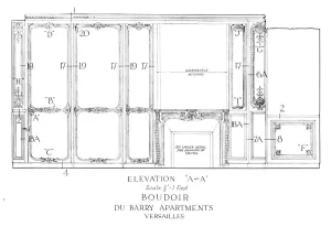 Barry Gallery: Elevation of the boudoir, Du Barry Apartments, Versailles, 1926