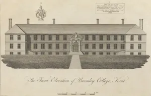 Bayly John Prints: The Front Elevation of Bromley College, Kent, 1777-1790. Creator: John Bayly