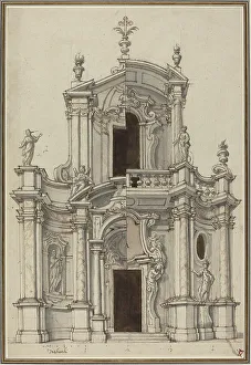 Elevation Prints: Elevation for a Church Facade, with Alternatives