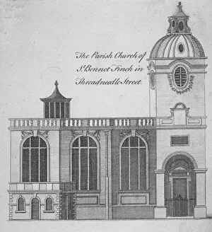 Elevation of the Church of St Benet Fink, City of London, 1760