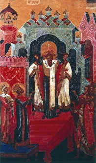 Elevation of the Cross during a Russian Orthodox service, 19th century