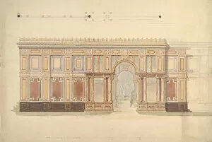 Crace Gallery: Elevation and Cross-Section of of Gallery Wall, 19th century. Creator: John Gregory Crace