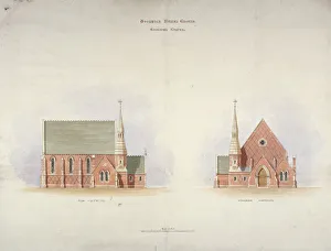 Woolwich Prints: Elevation of the side and entrance of Woolwich Chapel, London, 1855
