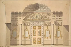 Charles Ca 1730 40 1812 Gallery: Elevation of the Mirror Wall in the Jasper Study of the Agate Pavilion at Tsarskoye Selo
