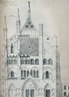 Elevation of North Transept, Westminster Abbey, Showing Cut-Out with Wrens Scheme for Restoration