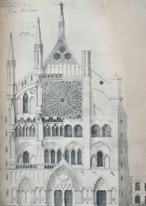 Elevation of North Transept, Westminster Abbey, Showing Cut-Out with Wrens Scheme for Restoration
