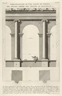 Piranesi Prints: Elevation and plan of the second-order portico at the Theater of Marcellus