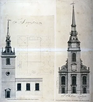 St Augustine Gallery: Elevation and plan of St Augustine, Watling Street, City of London, 1740. Artist