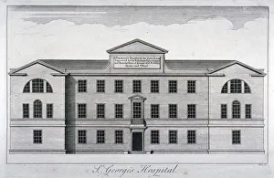William Henry Toms Prints: Front elevation of St Georges Hospital, Hyde Park Corner, Westminster, London