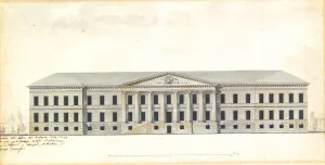 Elevation of the the facade of the Academy of Science in St. Petersburg. Artist: Quarenghi, Giacomo Antonio Domenico (1744-1817)