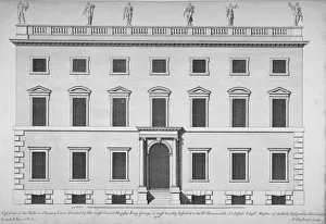 Chancery Lane Gallery: Elevation of the west front of the Rolls Office, Chancery Lane, City of London, 1718