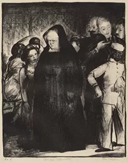 Lithograph In Black On Wove Paper Collection: In an Elevator, 1916. Creator: George Wesley Bellows