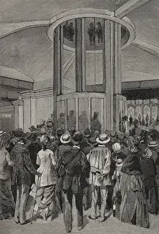 The elevators of the Trocadero Palace, Paris Exposition, 1878. Creator: Tomas Carlos Capuz