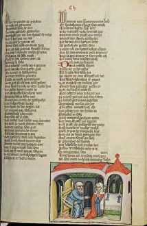 Weltchronik Prints: Eli and Hannah in the Temple; Weltchronik, about 1400-1410. Creator: Unknown