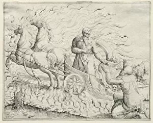 Augustin Hirschvogel German Collection: Elijah Ascends to Heaven, 1547. Creator: Augustin Hirschvogel (German, 1503-1553)