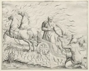 Elijah Ascends to Heaven, 1547. Creator: Augustin Hirschvogel (German, 1503-1553)