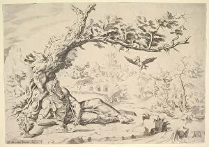 Maerten Van Gallery: Elijah Fed by Ravens, 1549. Creator: Dirck Volkertsen Coornhert