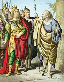 Elijah, Old Testament prophet, rebuking Ahab, mid 19th century Elijah, Old Testament prophet, rebuking Ahab, mid 19th century