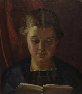 Zahrtmann Christian Prints: Elisabeth Zahrtmann, the artist's sister, reading, 1866. Creator: Kristian Zahrtmann