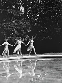 Poolside Prints: Elizabeth Duncan dancers and children, 1927 Creator: Arnold Genthe