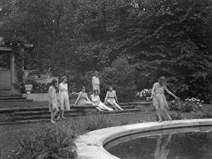 Poolside Prints: Elizabeth Duncan dancers and children, between 1916 and 1941. Creator: Arnold Genthe