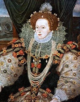 Queen Of England Collection: Elizabeth I, Queen of England and Ireland, c1588. Artist: George Gower