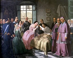 Isabella Prints: Elizabeth II (1830 - 1904), Queen of Spain born in Madrid, The Queen visiting a hospital