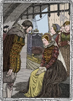 Queen Of England And Ireland Collection: Elizabeth at Traitors Gate, 1902. Artist: Patten Wilson
