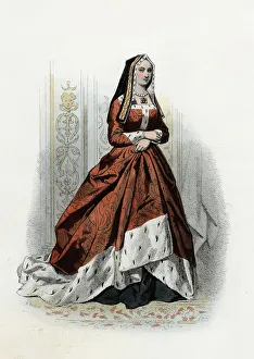 York Prints: Elizabeth of York (1465-1503), Queen of England and wife of Henry VII, engraving, 1870