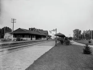 Elmhurst, Ill. Chicago & North-Western Ry. station, between 1880 and 1899. Creator: Unknown. Elmhurst, Ill. Chicago & North-Western Ry. station, between 1880 and 1899. Creator: Unknown