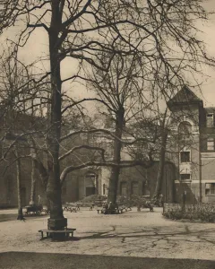 Middlesex Hospital Prints: Under the Elms in the Courtyard of Middlesex Hospital, c1935. Creator: Joel