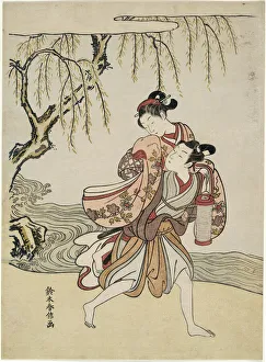 Carrying On Back Collection: The Elopement (parody of Akutagawa episode from 'Tales of Ise'), c. 1767