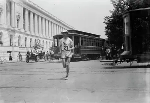 Sportswoman Prints: Elphinstone Winning Washington marathon, 1911. Creator: Bain News Service