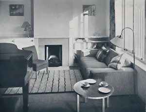Lamp Stand Prints: Elsa Booth - Living room which was planned to accommodate a grand pianoforte, 1939