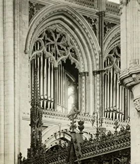 Choir Screen Gallery: Ely Cathedral: Choir Triforium, North Side, c. 1891. Creator: Frederick Henry Evans