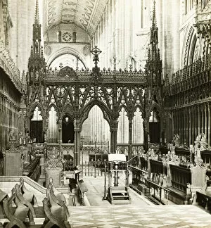 Choir Screen Gallery: Ely Cathedral: Choir to West, 1891. Creator: Frederick Henry Evans