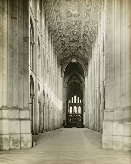Ely Cathedral: Nave from Porch Door, 1891. Creator: Frederick Henry Evans