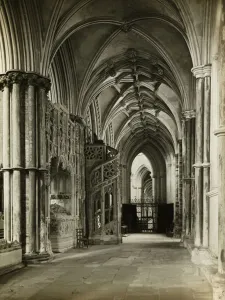 Evans Frederick Henry Hon Frps Prints: Ely Cathedral: North Choir Aisle to West, 1891. Creator: Frederick Henry Evans