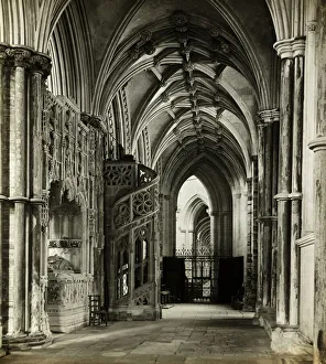 Ely Cathedral: North Choir Aisle to West, 1891. Creator: Frederick Henry Evans