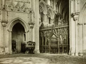 Choir Screen Gallery: Ely Cathedral: Octagon into Choir, c. 1891. Creator: Frederick Henry Evans