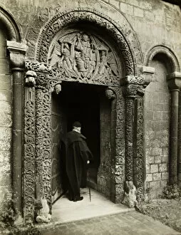 Ely Cathedral: Priors Door, with Bedesman, 1891. Creator: Frederick Henry Evans
