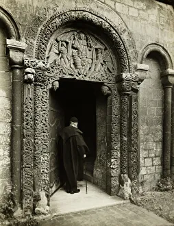 Ely Cathedral: Priors Door, with Bedesman, 1891. Creator: Frederick Henry Evans