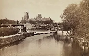 Gw Wilson Prints: Ely Cathedral from the Railway, between 1870 and 1880. Creator: George Washington Wilson