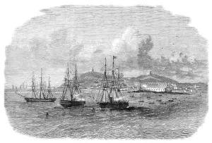 West Africa Prints: Embarkation at Cape Coast Castle of the troops recalled from the Ashantee War