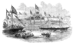 Festal Arch Prints: Embarkation of Her Majesty, at Hull, 1854. Creator: Unknown